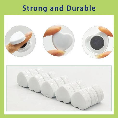 Fridge Magnets, 10 Pcs Magnet Refrigerator Magnets Strong Magnets Heavy Duty Magnets Small Magnets for Whiteboard, Heart Cute Mini Magnets for Fridge Locker, Kitchen, Office, Classroom (White)