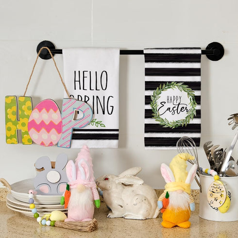 18x26 Inch, Set 2 ARKENY Easter Kitchen Towels - Green Wreath Dish Towels, Ultra Absorbent, Bar Drying Cloth, Happy