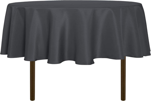 sancua Round Tablecloth - 60 Inch - Water Resistant, Washable Polyester Table Cover for Dining, Buffet, Camping - Grey