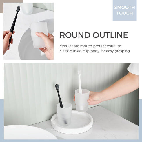 2 Pack, Glass Tumbler Cap Aomasi Frosted Bathroom Rinsing and Mouthwash Cup, Toothbrush & Toothpaste Holder & Drinking