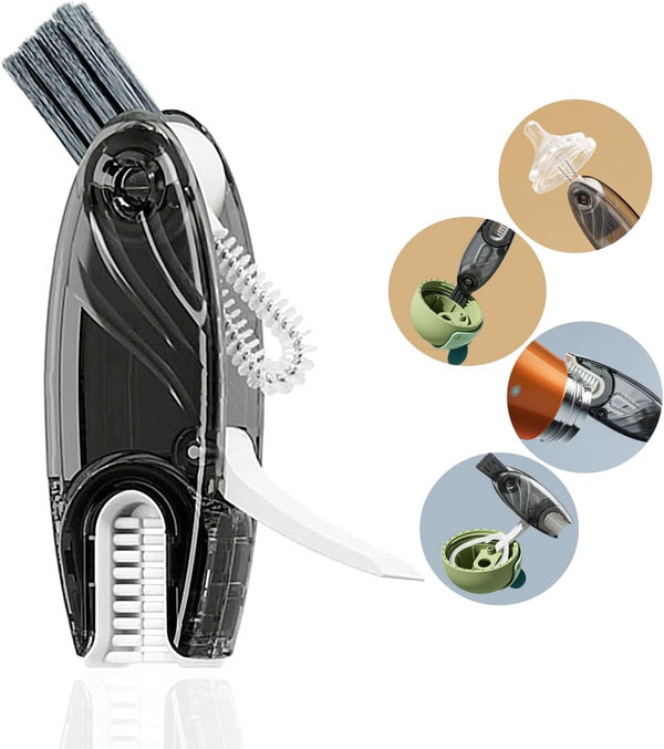 4in1 Multifunctional Cleaning Brush Set, 1pc Bright Grey Plastic