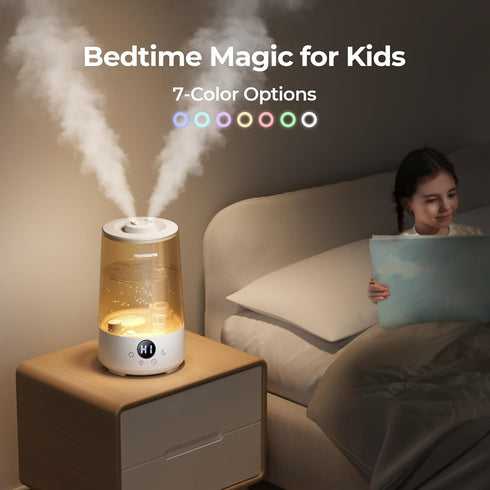 Homvana Humidifiers for Bedroom - 3.6 L Cool Mist Top-Fill, 34H Super Long Time, Quiet 16dB, Baby Humidifier, Oil