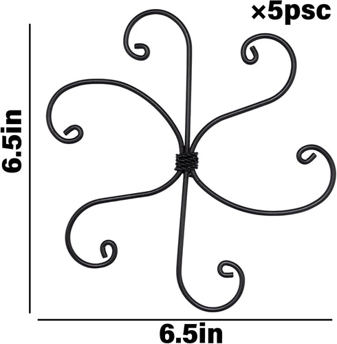 6.5 6.5IN -5 Set, Yohsnor Black Monstera Plant Support Hook - * Piece Durable Metal Stem Supports for Indoor Plants
