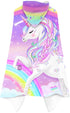 30" 50", Bonsai Tree Unicorn Beach Towel, Unicorn Towel for Girls with Hood, Rainbow Unicorn Hooded Towel for Kids x
