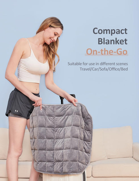 Kivik Small Weighted Blanket for Travel, 7 lbs Weighted Lap Pad for The Elderly, Heavy Lap Blanket Grey, 24"x29"