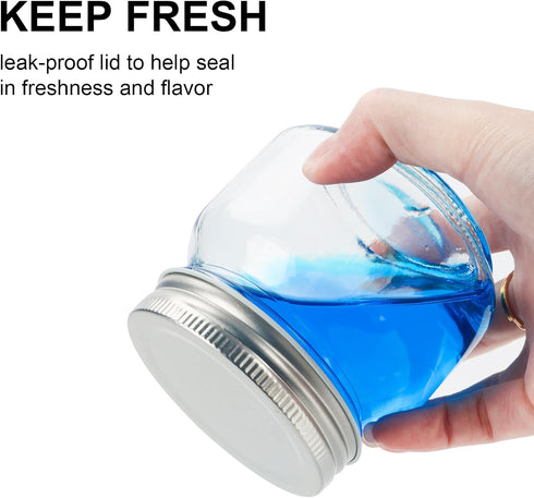 6 Pack 8 oz HOXHA Glass Regular Mouth Mason Jars, Clear Glass Jars with Lids for Sealing, Canning Jars for Food