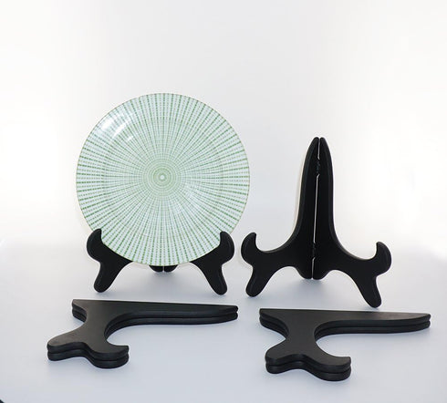 Artliving Black 7" Wood-like Plastic Easels - Set of 4 Plate Display Stands and Picture Frame Holders