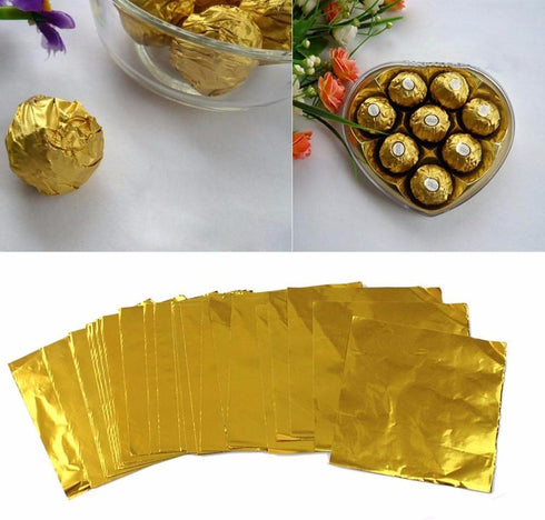 Wowagoga Foil Candy Wrappers - 6x6 Inches Gold Aluminum Foils Paper for Homemade Candies Gifts Decoration, Pack of 200