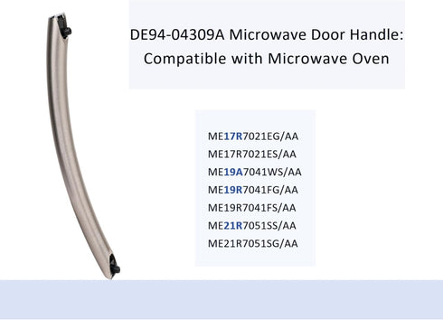 Microwave Door Handle Compatible with Samsung ME17R7021ES ME19R7041FS ME21R7051SS, Includes 2 Screws