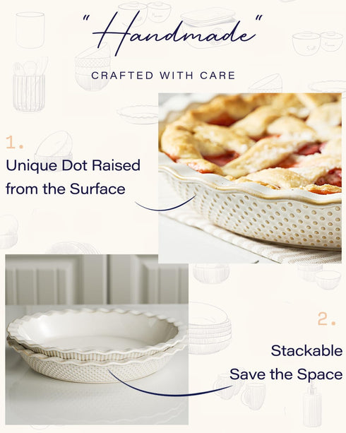 getstar 9 inch Ceramic Pie Pan - Non-Stick Baking Dish, Oven & Dishwasher Safe, Deep Dish Pie Plate