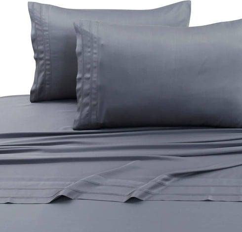 Tribeca Living BAMB300PCSTST 300 TC Rayon from Bamboo Pillow Pair, Standard, Pack of 2, Steel Grey