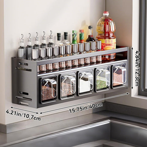 ANQIA (5 Kitchen Spice Rack Wall Mount Hanging Seasoning Box Over Stove Hanging Shelf Seasoning Jar Organizer for Sugar