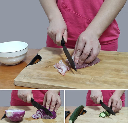 Ceramic Knife Set with Protective Cover, 4-Piece Kitchen Knife Set & 1 Peeler for Meat, Fruit, Vegetables