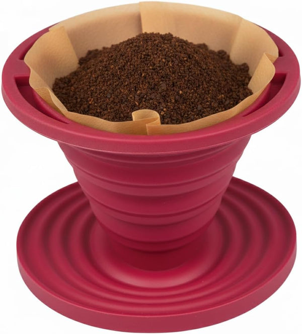 Kuissential SlickDrip Pour Over Coffee Dripper-Collapsible, Reusable Silicone Coffee Filter Cone Holder-Manual