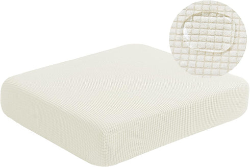 High Stretch Water Repellent Sofa Seat Cushion Covers for RV Dinette, Small Cream Furniture Protector Slip Cover