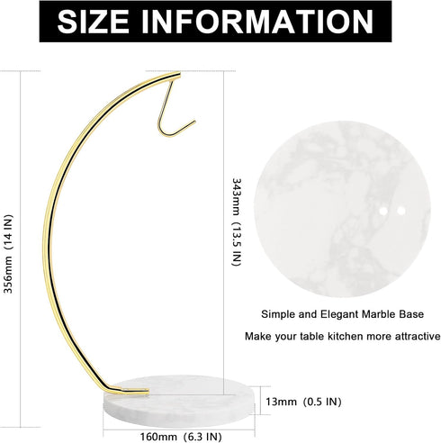 Countertop Livabber Banana Holder with Marble Base, Metal Banana Hanger Modern Tree Stand with Hook, Stylish Banana