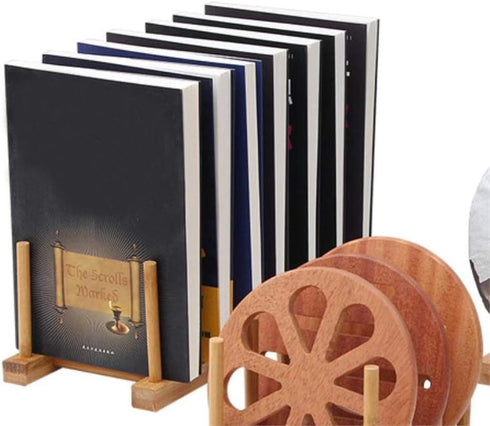 2 Pcs Household Kitchen Natural Bamboo Drain Dish Rack, Multifunctional Cup and Book Storage Rack, 8"(L) x 4.5"(W) x