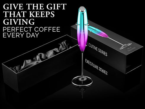 Zulay Executive Series Ultra Premium Gift Milk Frother for Coffee, Handheld Foam Maker with Deluxe Radiant Finish