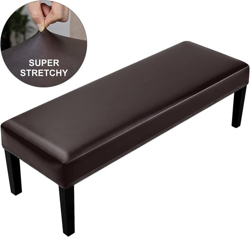 YISUN Dining Room Bench Covers, PU Leather Waterproof Upholstered Bench Slipcover, Removable Washable Bench Seat