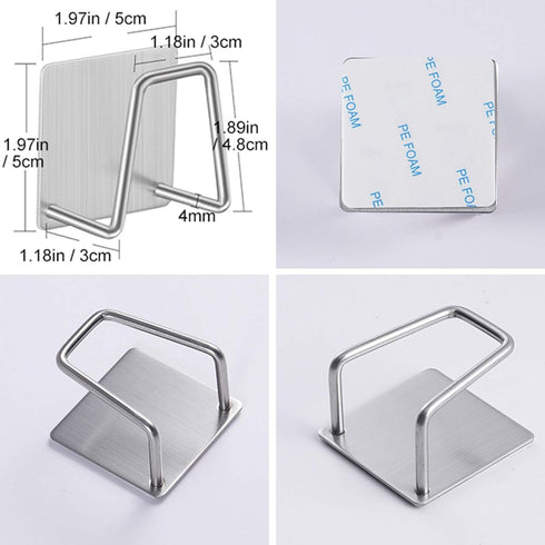 SUS304 (2 Pack) Adhesive Sponge Holder Sink Caddy for Kitchen Accessories - Stainless Steel Rust Proof Waterproof
