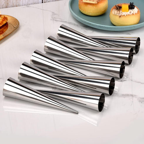 Guowall Cream Horn Mold, 21pcs Stainless Steel Ice Cream Cone Mold and Tubular Shaped Reusable Pastry Mould