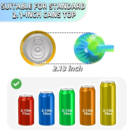 4 Pack Dipesi Soda Can Lids with Straw,Silicone Soda Can Covers,Energy Drink Canning Lids,BPA-Free,Reusable Can Covers