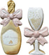 LILIAO Stainless Steel Champagne and Champagne Glass with Ribbon Cookie Cutter for Wedding/Engagement