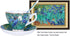 YBK Tech Bone China Cup and Saucer Set - 7oz Tea Cup Inspired by Van Gogh's Paintings (Iris Flower Design)