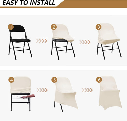 6 ManMengJi Spandex Folding Chair Covers, Folding Chair Covers PCS Light Yellow, Universal Fitted Banquet Chair