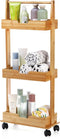 Lyellfe 3 Tire Shower Caddy Stand, Bamboo Shower Floor Organizer Corner with