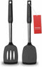 2-Pack Solid & Slotted Silicone Spatula Set, Stainless Steel Handle, Heat Resistant Rubber Turners