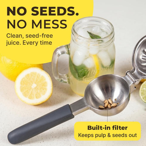 Large Lemon Squeezer Stainless Steel Press - Non-Slip Grip, Heavy Duty, Manual Design - Effortless Pro-Grade Lemon
