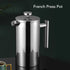 French Press Coffee Maker, 304 Stainless Steel Insulated Pot, Double Layer, 350-1000ML, Silver