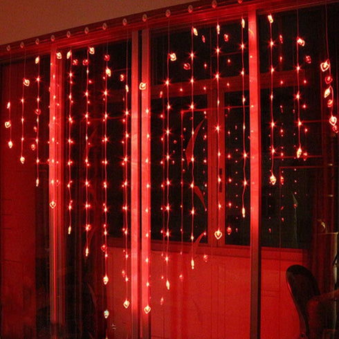 OSALADI LED Curtain Lights: Heart Shaped Curtain Lights,Waterfall Lights, for Backdrop, for