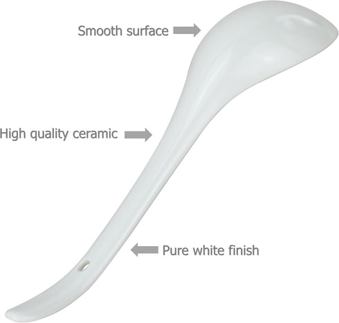 2 Pack Porcelain Serving Spoon Soup Ladles - 9 Inch Long for Serving, Cooking, Mixing Stews, Noodles, Rice