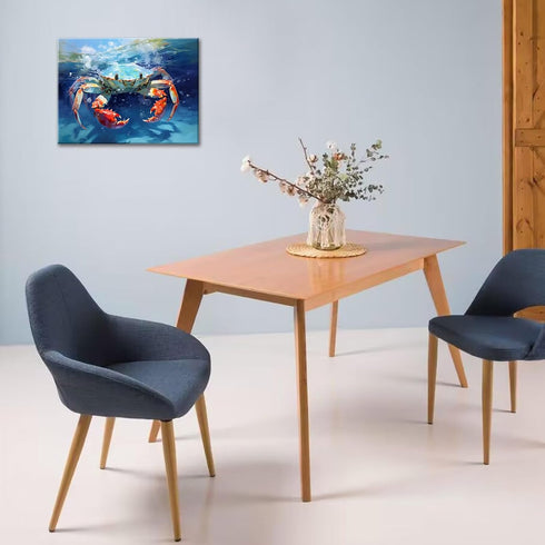 FUNHUA 12x16 Inches Nautical Wall Decor Blue Crab Canvas Paintings Abstract Modern Marine Artwork Beach Decorations