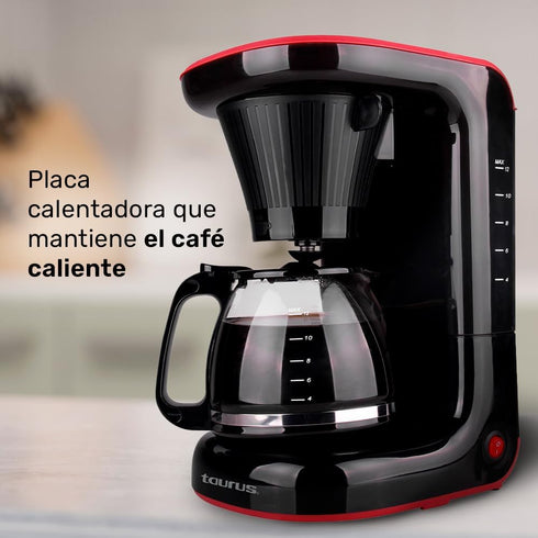 Taurus Velvet COFFEMAKER, 38.4 oz Glass Jar, Modern Design Coffee Machine, 700 Watts Power