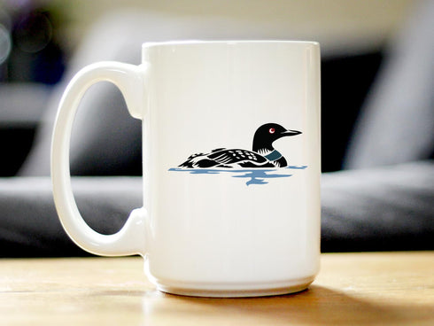 Loon Coffee Mug - Fun Bird Gifts and Lake Decor for Wildlife Lovers - Large 15oz White Ceramic Mug