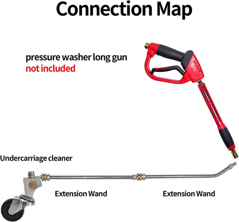 13 Inch 45-Degree 4000 Hourleey Pressure Washer Undercarriage Cleaner, Undercarriage Water Broom with Extension Wand