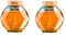 DongAi 2 Pieces of Crystal Shaped Glass Honey Jar, Wooden Lid With Dipper,