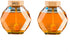 DongAi 2 Pieces of Crystal Shaped Glass Honey Jar, Wooden Lid With Dipper,