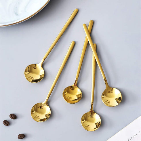 Jucoan 16 Pack Gold Plated Espresso Spoons, 5 Inch Mini Coffee Spoons for Dessert, Ice Cream