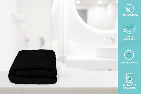 Pack 6 24" 50", 100% Large Bath Towels of x Cotton Terry Soft, Quick-Dry & Highly Absorbent Black Towels for Bathroom