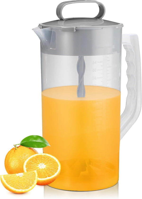 Mixing Pitcher for Drinks, 2 Quart/ 64oz Plastic Water Pitcher with Lid,