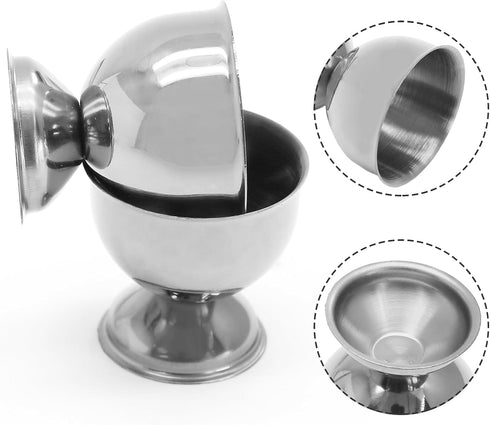 2 Bonsicoky Pcs Silver Egg Cups - Stainless Steel Egg Holder - Egg Tray Kitchen Tool for Soft & Hard Boiled Eggs