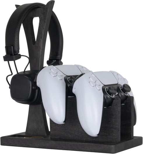 Gamer Gift for Men, Teenage Boy Wood Controller Organizer with Headphone Holder & Game Stand, Unique Gift Idea