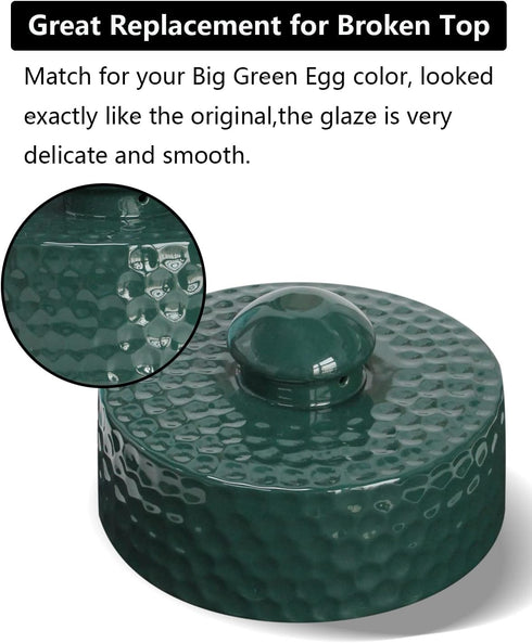 Accessories for Big Green Egg, Top Damper Cap for Big Green Egg Replacement Parts, Ceramic Chimney Cap for Big Green