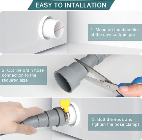 Universal Dishwasher Hose Extension Kit with 1 U-Bend Holder, 1 Extension Adapter, 4 Hose Clamps, Gray, 10Ft