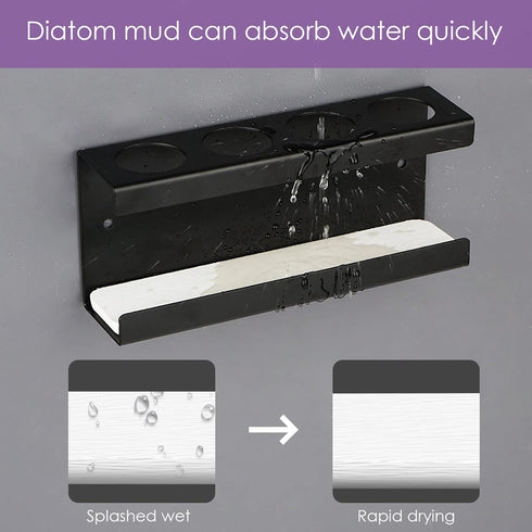 4 Adorila Wall Mounted Electric Toothbrush Holder, Slots Stand with Diatomite Dish, Storage Rack Compatible