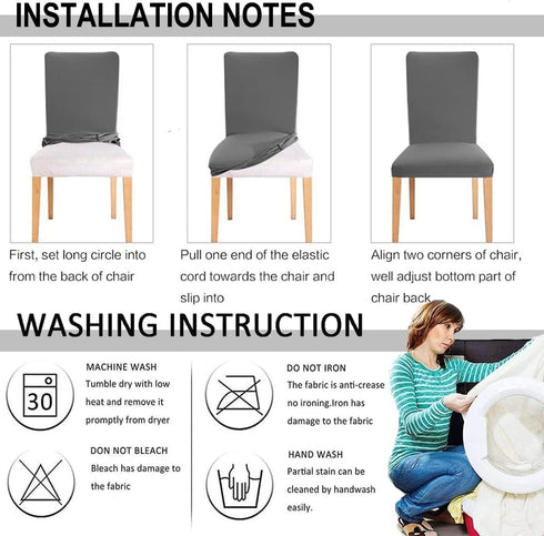 HZDHCLH Chair Covers for Dining Room, Set of 4 Stretch Spandex Slipcovers, Washable Anti-Dust for Kitchen, Beige